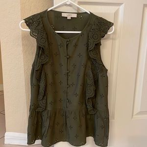 LOFT Size M super cute top; olive green